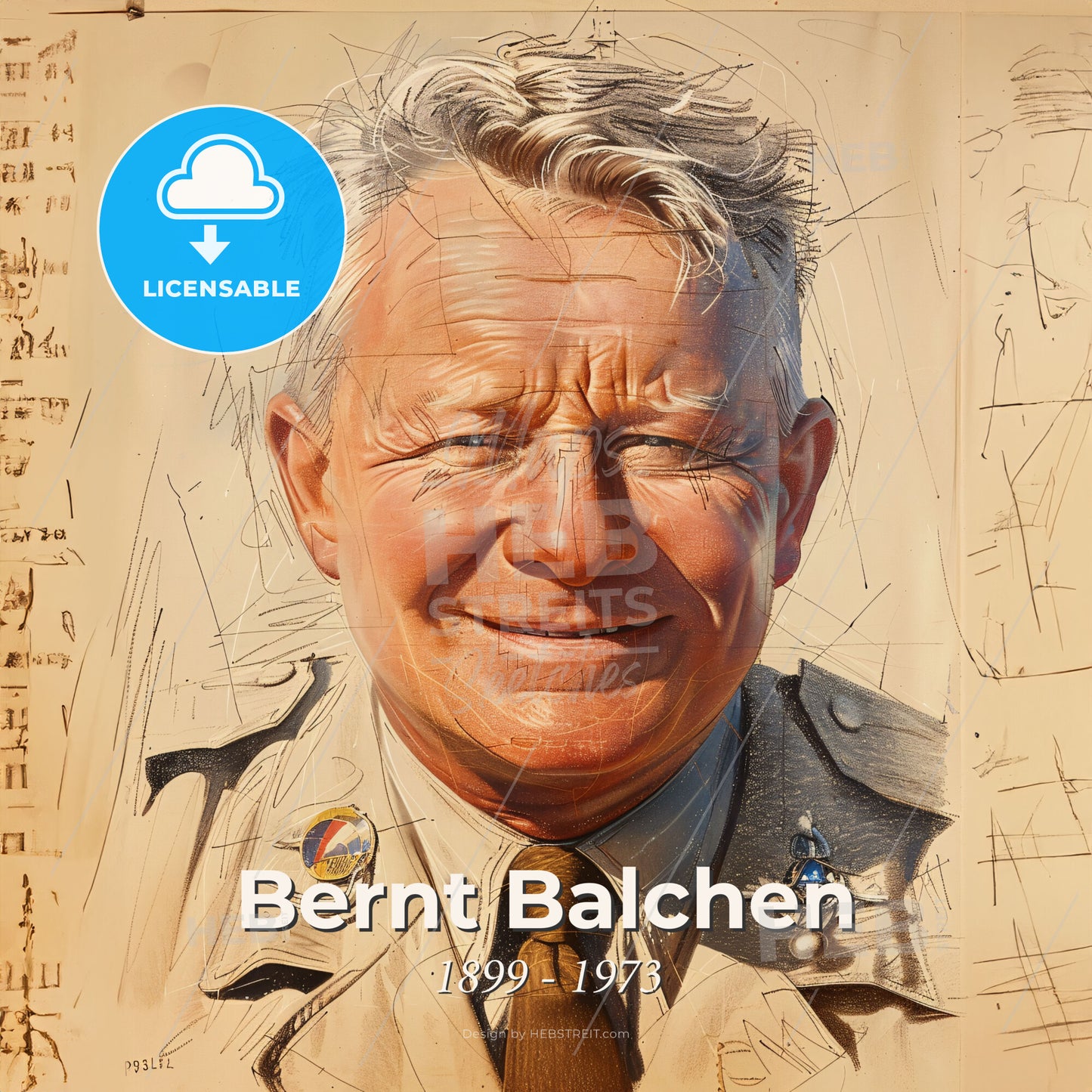 Bernt Balchen, 1899 - 1973, Norwegian-American aviator and navigator - A Man In A Military Uniform Print Template