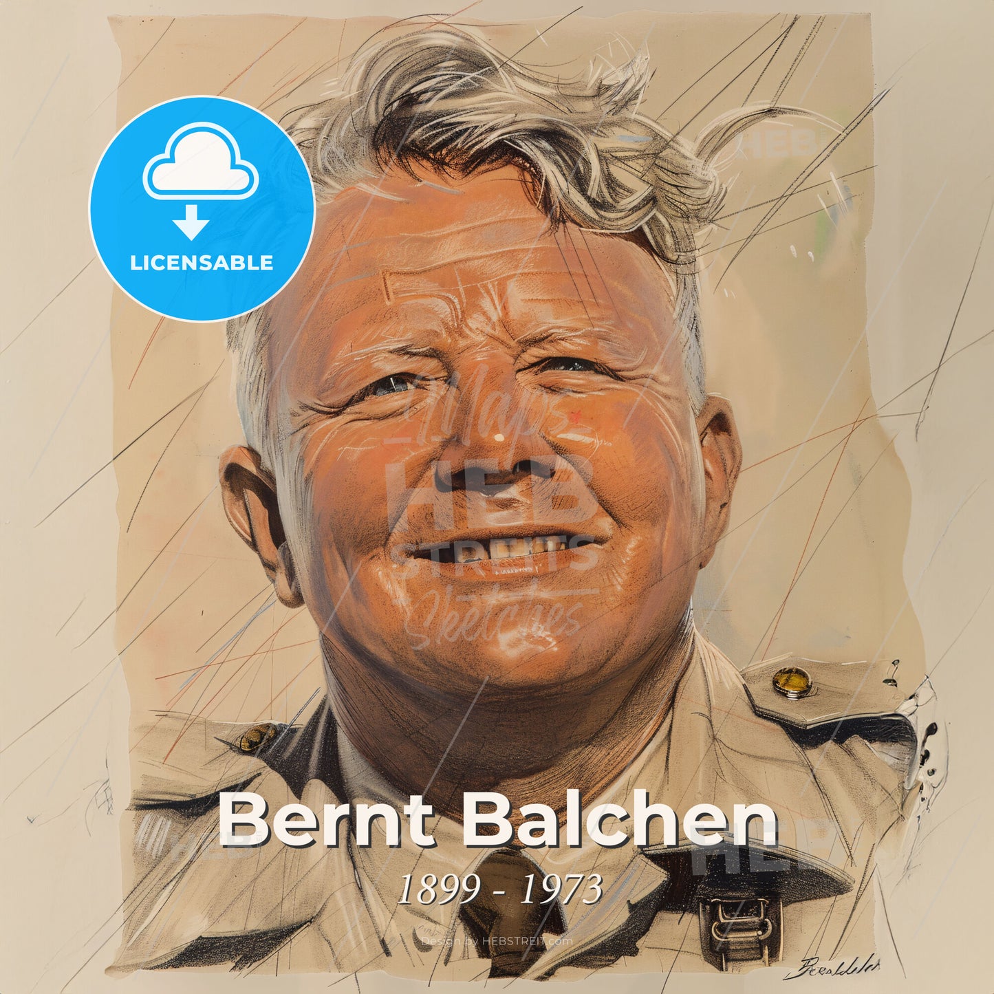 Bernt Balchen, 1899 - 1973, Norwegian-American aviator and navigator - A Man In A Uniform Print Template