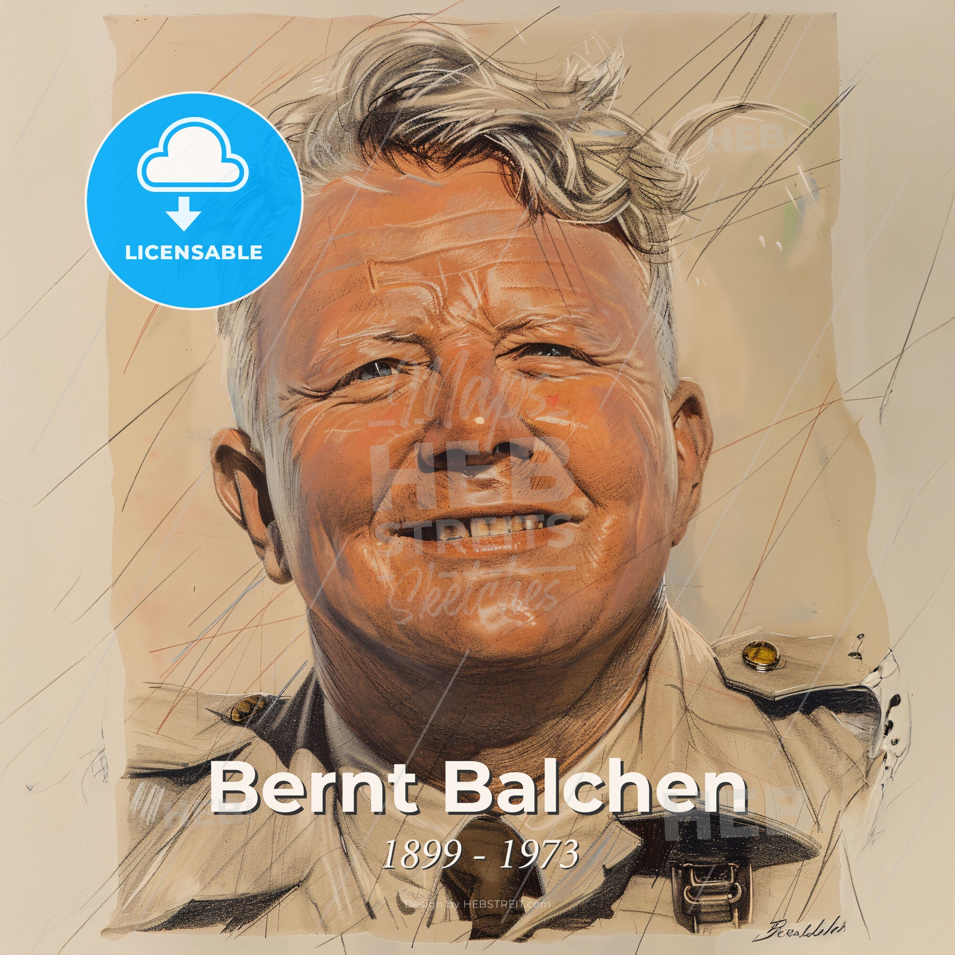 Bernt Balchen, 1899 - 1973, Norwegian-American aviator and navigator - A Man In A Uniform Print Template