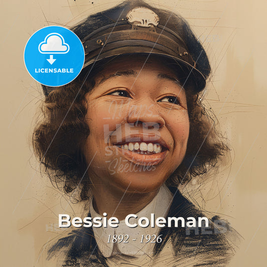 Bessie Coleman, 1892 - 1926, American aviator - A Woman Wearing A Hat Print Template