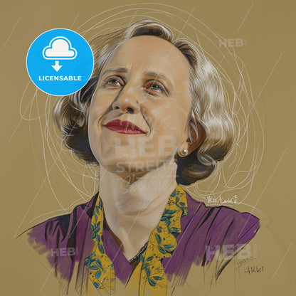 Betty Lank, 1921 - 2008, American anesthesiologist - A Woman With Short Blonde Hair And A Yellow And Purple Shirt