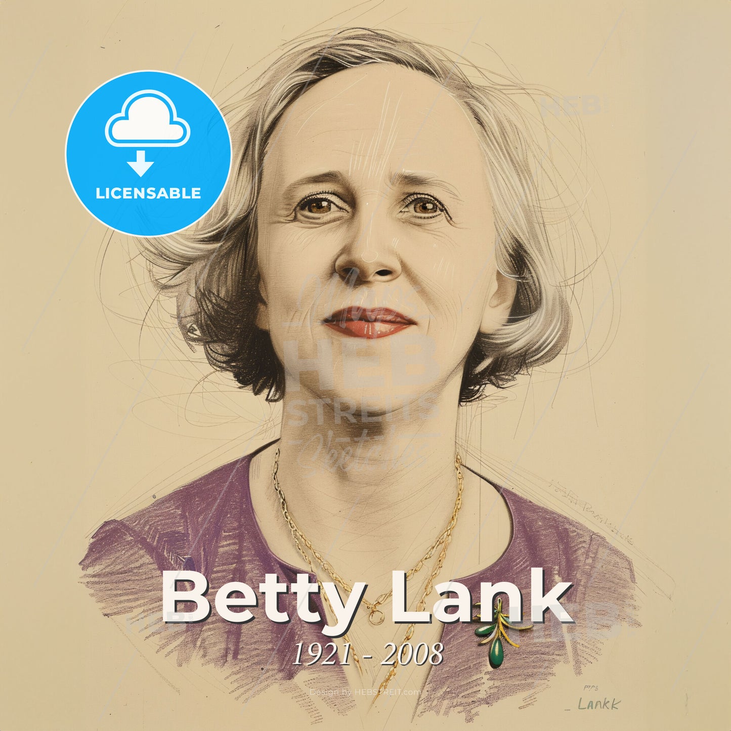 Betty Lank, 1921 - 2008, American anesthesiologist - A Drawing Of A Woman Print Template