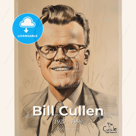 Bill Cullen, 1920 - 1990, American TV show host - A Man Wearing Glasses And A Suit Print Template