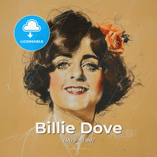 Billie Dove, 1903 - 1997, American actress - A Woman With A Flower In Her Hair Print Template