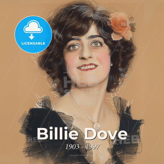 Billie Dove, 1903 - 1997, American actress - A Woman With A Flower In Her Hair Print Template