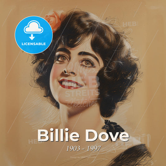 Billie Dove, 1903 - 1997, American actress - A Woman With A Flower In Her Hair Print Template