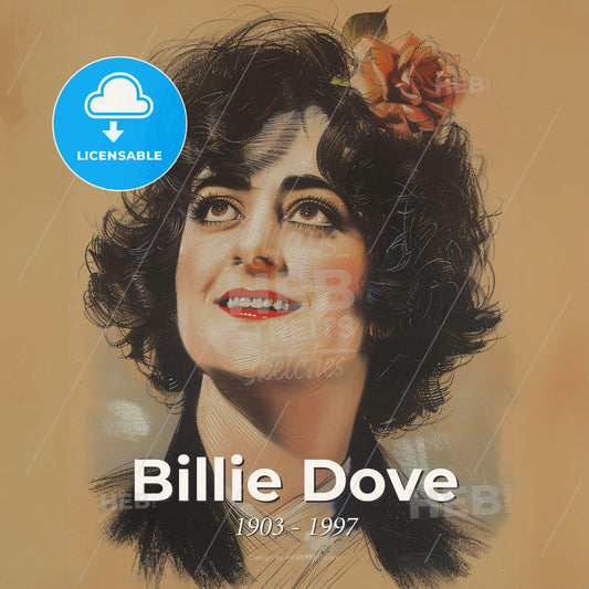 Billie Dove, 1903 - 1997, American actress - A Woman With A Rose In Her Hair Print Template