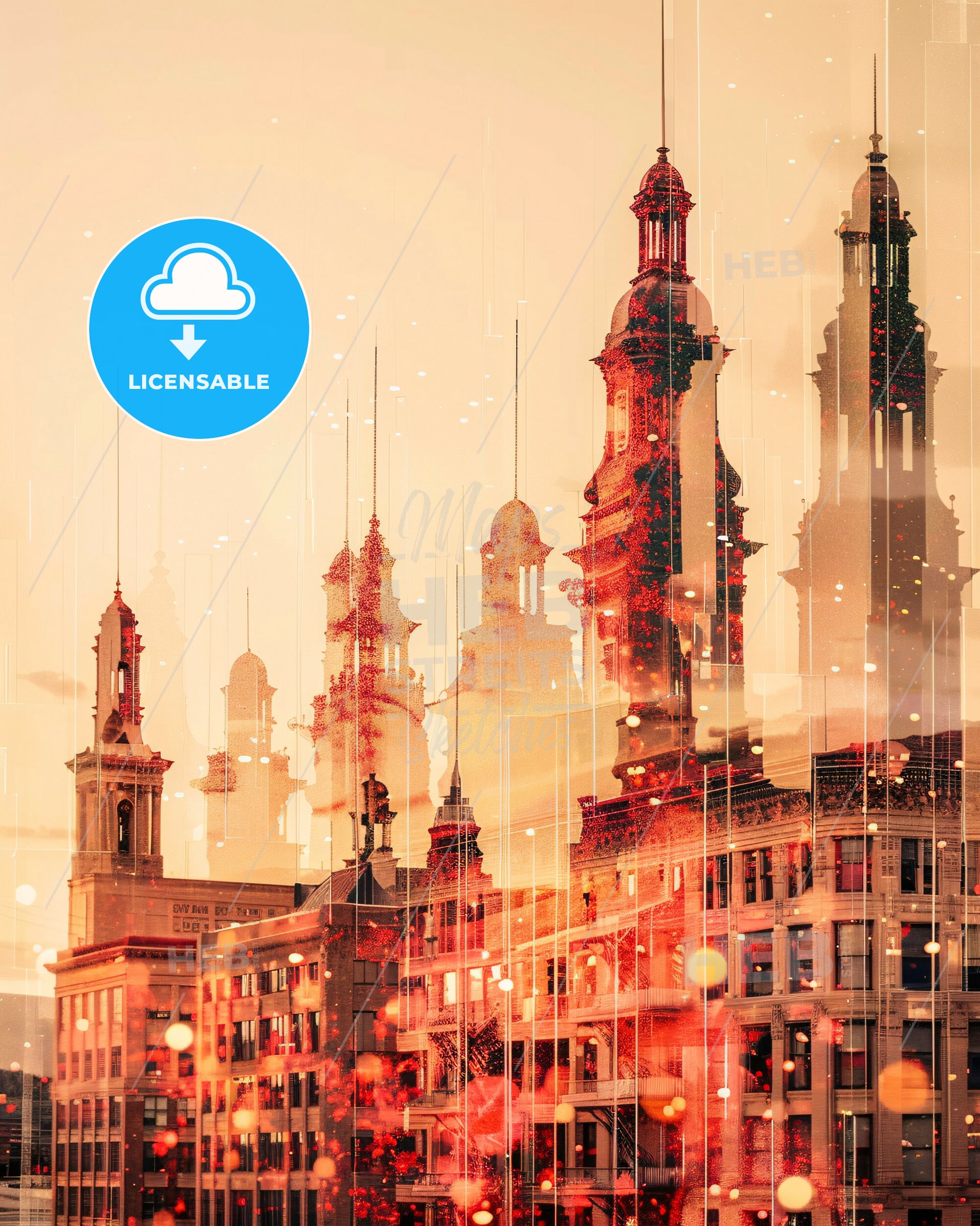 Billings Montana City Skyline Composite Art - A city skyline with many towers