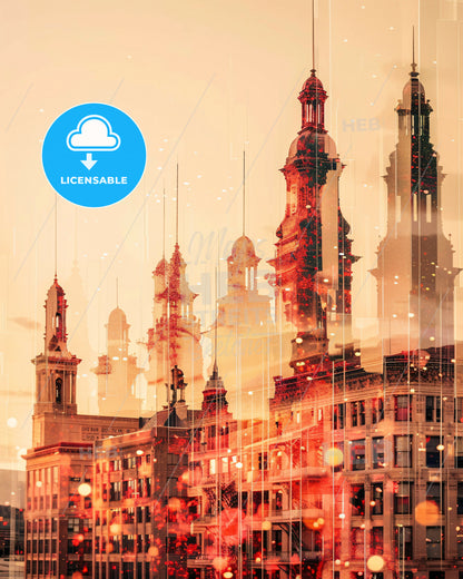 Billings Montana City Skyline Composite Art - A city skyline with many towers