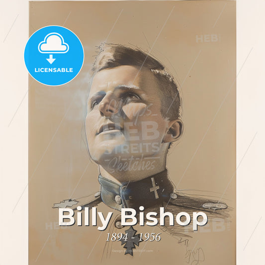 Billy Bishop, 1894 - 1956, Canadian fighter ace - A Drawing Of A Man In Uniform Print Template