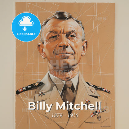 Billy Mitchell, 1879 - 1936, American General - A Portrait Of A Man In A Military Uniform Print Template