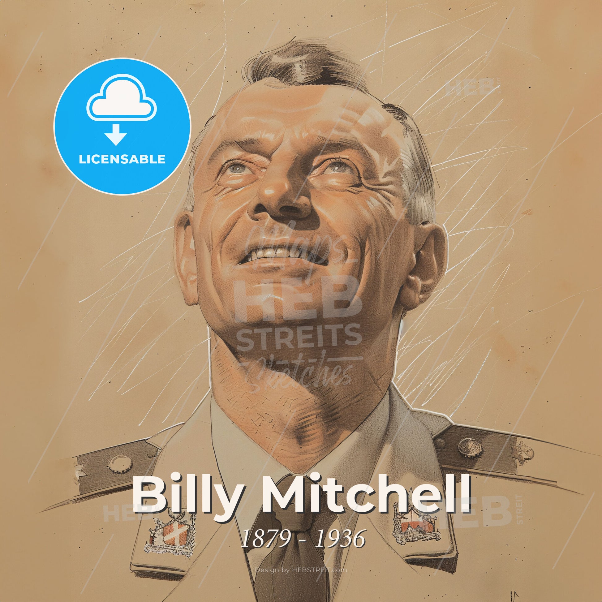 Billy Mitchell, 1879 - 1936, American General - A Man In A Military Uniform Print Template