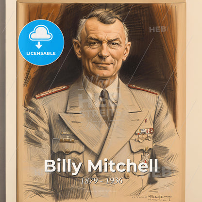 Billy Mitchell, 1879 - 1936, American General - A Portrait Of A Man In A Military Uniform Print Template