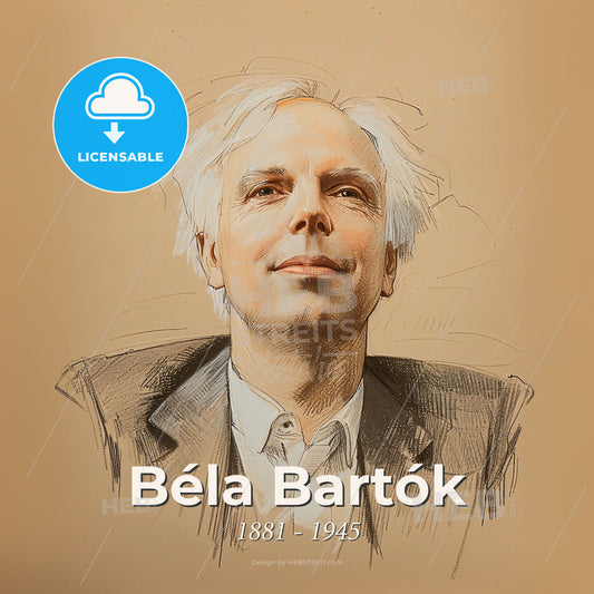 Béla Bartók, 1881 - 1945, Hungarian composer - A Drawing Of A Man Print Template