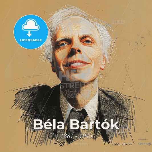 Béla Bartók, 1881 - 1945, Hungarian composer - A Drawing Of A Man Print Template