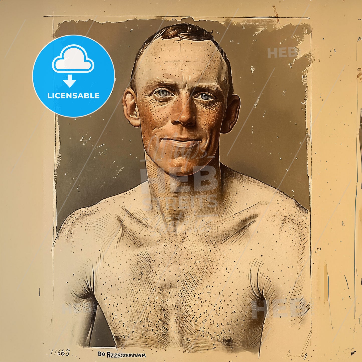 Bob Fitzsimmons, 1863 - 1917, British middleweight and heavyweight boxer - A Man With No Shirt