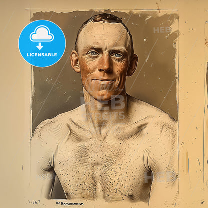 Bob Fitzsimmons, 1863 - 1917, British middleweight and heavyweight boxer - A Man With No Shirt