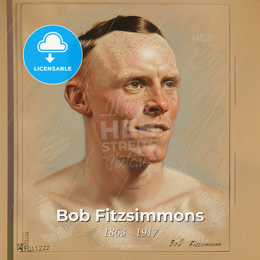 Bob Fitzsimmons, 1863 - 1917, British middleweight and heavyweight boxer - A Man With No Shirt Print Template