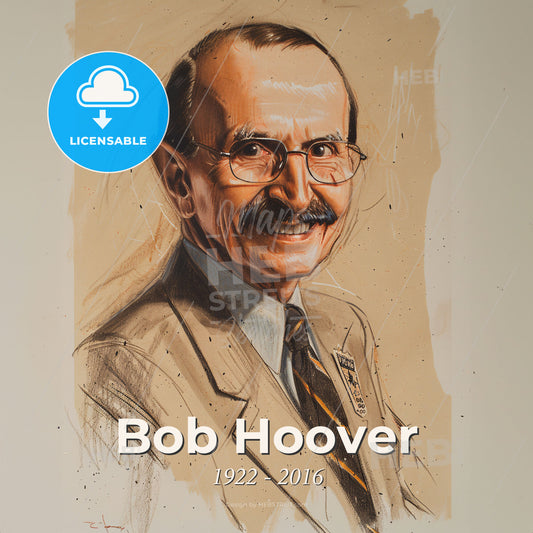 Bob Hoover, 1922 - 2016, American aviator and test pilot - A Drawing Of A Man With A Mustache Print Template