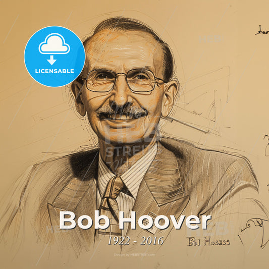 Bob Hoover, 1922 - 2016, American aviator and test pilot - A Drawing Of A Man Print Template