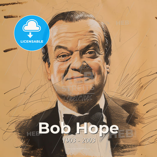 Bob Hope, 1903 - 2003, British-American comedian and showmaster - A Drawing Of A Man In A Suit Print Template