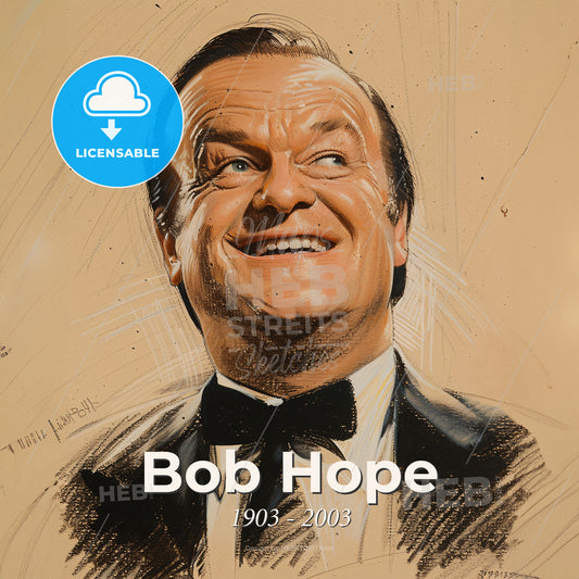 Bob Hope, 1903 - 2003, British-American comedian and showmaster - A Man In A Suit And Bow Tie Print Template