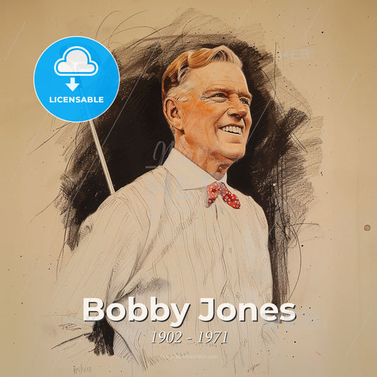 Bobby Jones, 1902 - 1971, American golfer - A Drawing Of A Man Holding A Golf Club Print Template