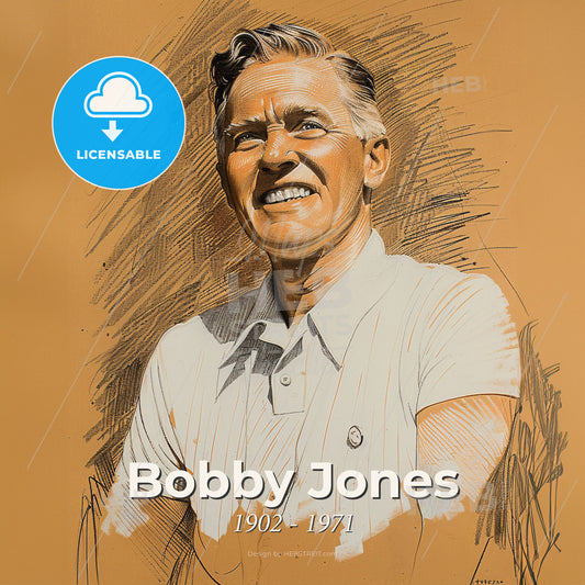 Bobby Jones, 1902 - 1971, American golfer - A Drawing Of A Man Smiling Print Template