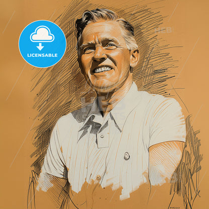 Bobby Jones, 1902 - 1971, American golfer - A Drawing Of A Man Smiling
