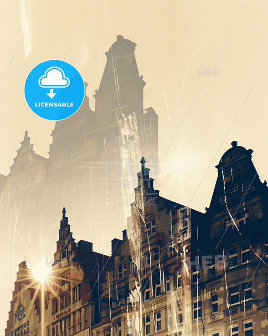 Bochum Cityscape Skyline Panorama Poster - A building with a few windows