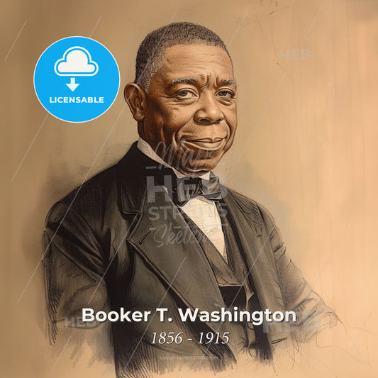 Booker T. Washington, 1856 - 1915, American educator - A Man In A Suit Print Template