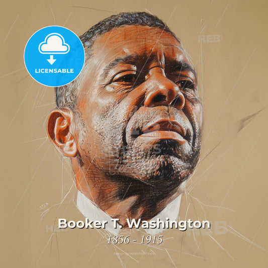 Booker T. Washington, 1856 - 1915, American educator - A Drawing Of A Man Print Template