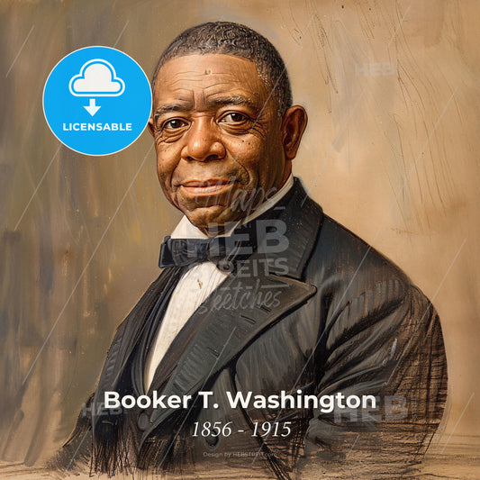 Booker T. Washington, 1856 - 1915, American educator - A Man In A Suit Print Template
