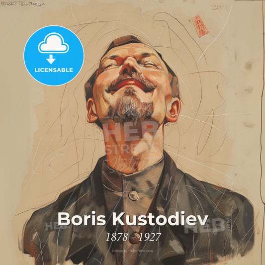 Boris Kustodiev, 1878 - 1927, Russian painter and stage designer - A Painting Of A Man Smiling Print Template