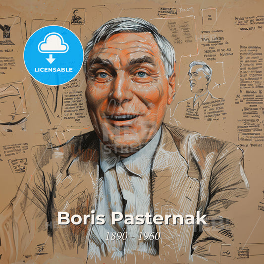 Boris Pasternak, 1890 - 1960, Russian writer - A Man In A Suit Print Template