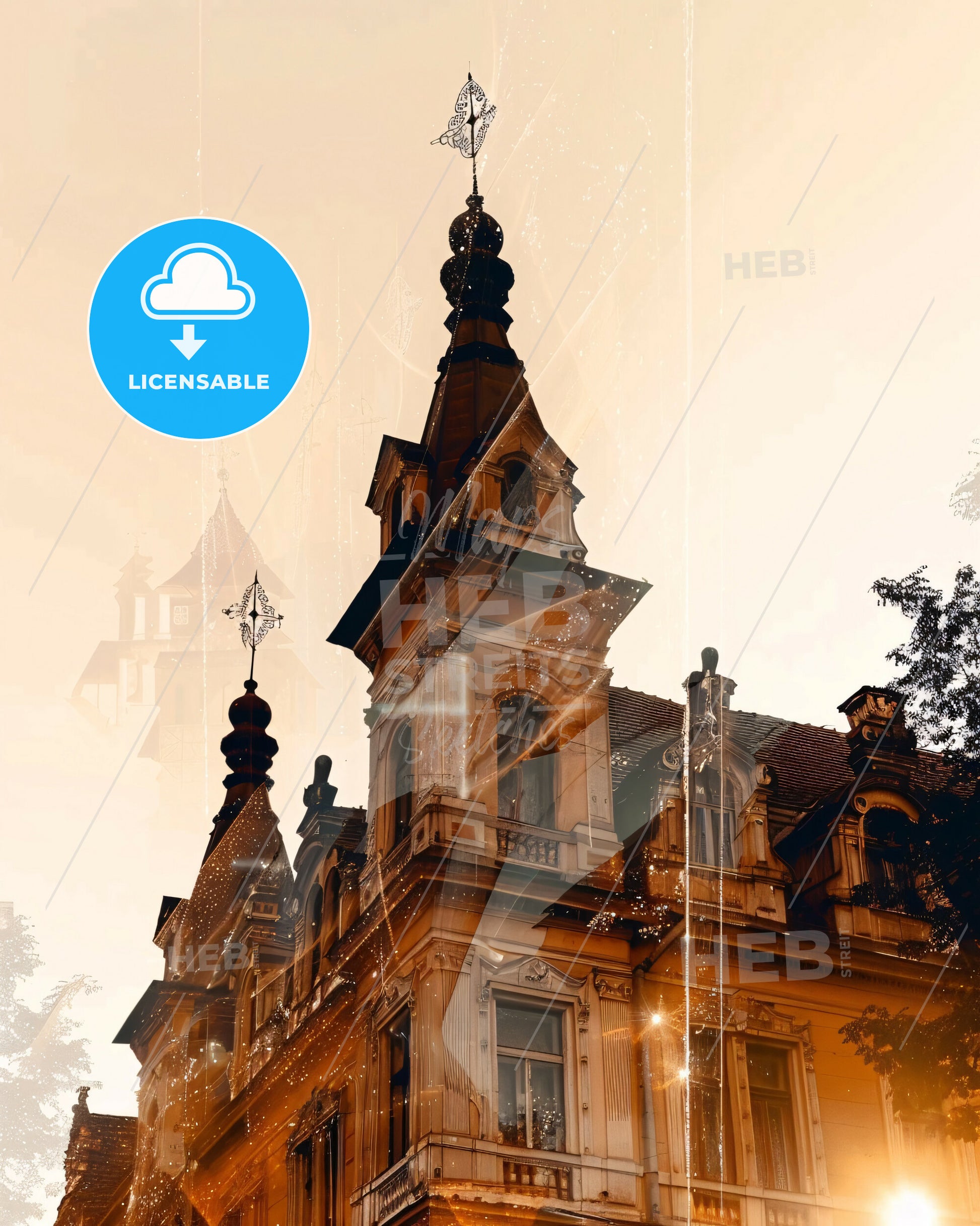 Brasov Romania City Skyline Iconic Architecture Poster - A building with a cross on top