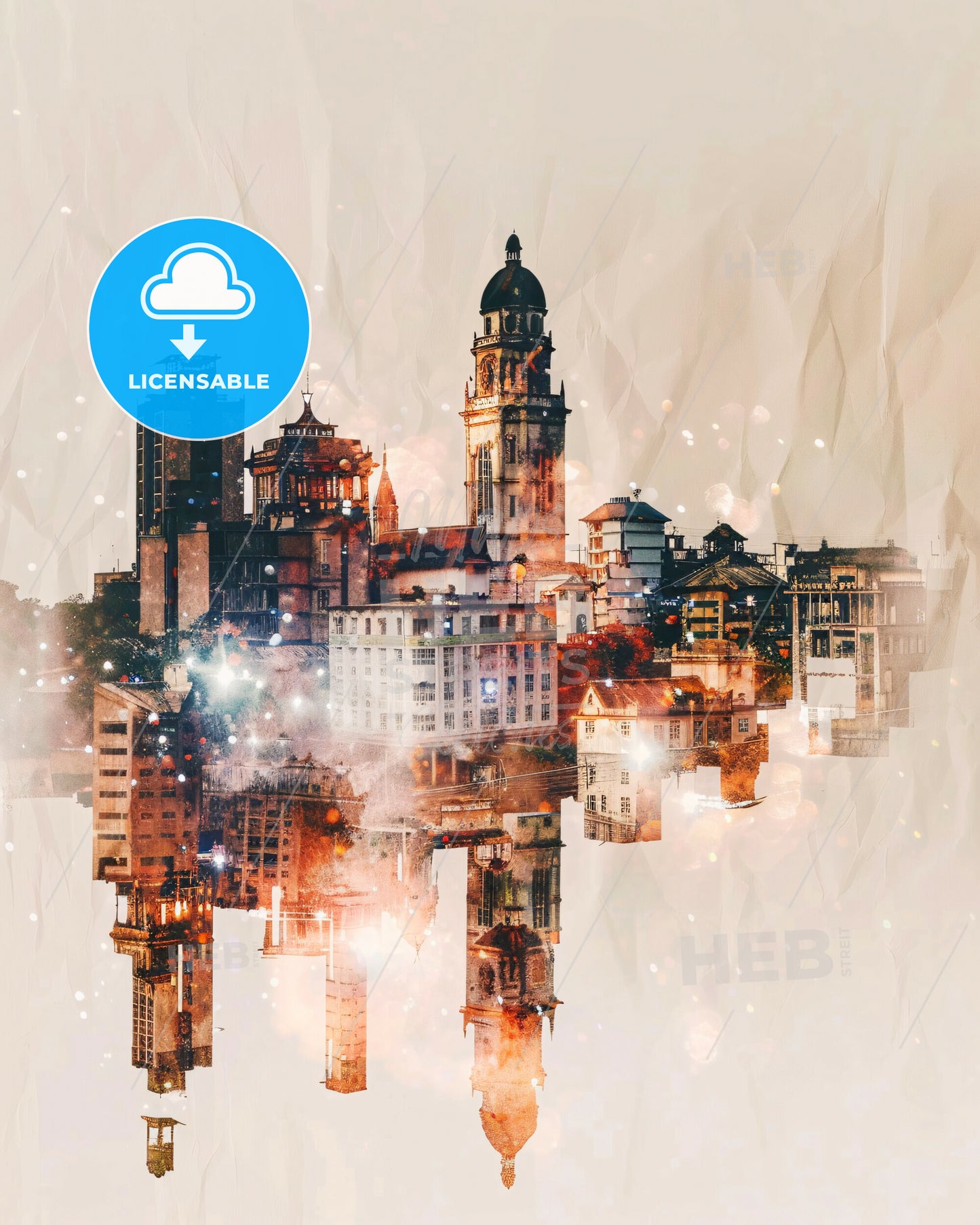 Brazzaville Skyline Double Exposure Art Poster - A city with many buildings