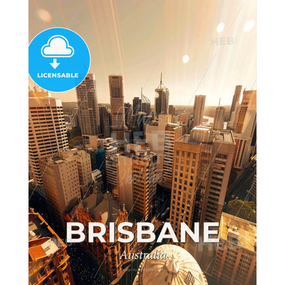 Brisbane Skyline Night Sparkles Poster - A city with many tall buildings - Square format print template