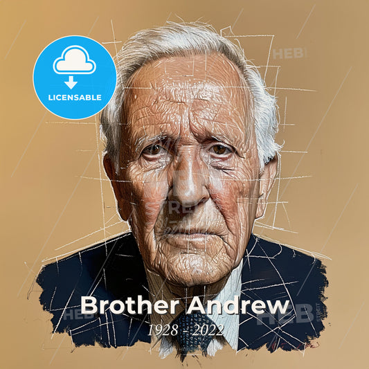 Brother Andrew, 1928 - 2022, Dutch missionary - An Old Man In A Suit Print Template