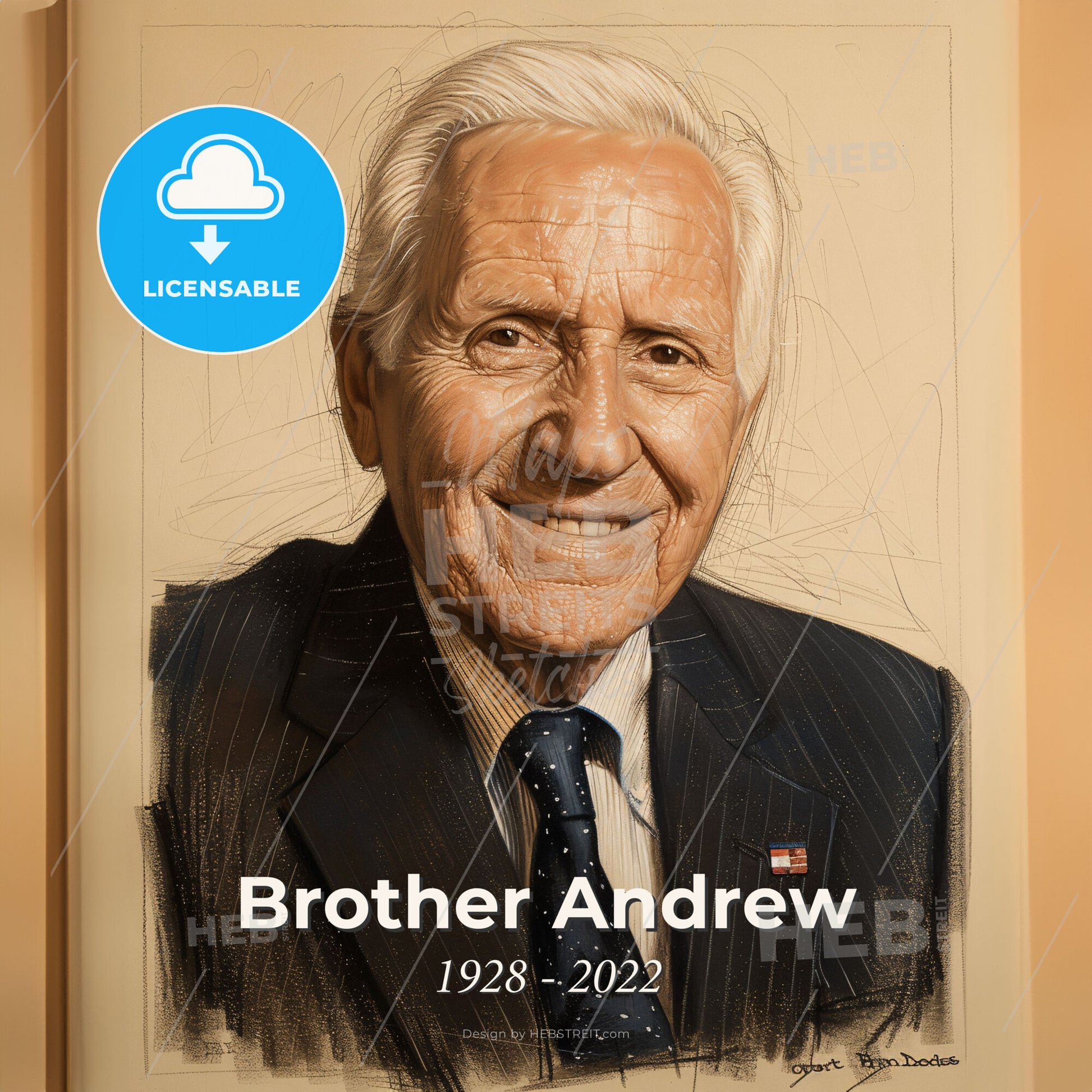 Brother Andrew, 1928 - 2022, Dutch missionary - A Portrait Of A Man Print Template