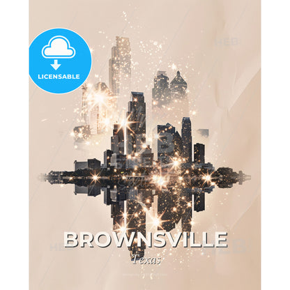Brownsville - City Lights - Poster Perfection - A city skyline with lights - Square format print template