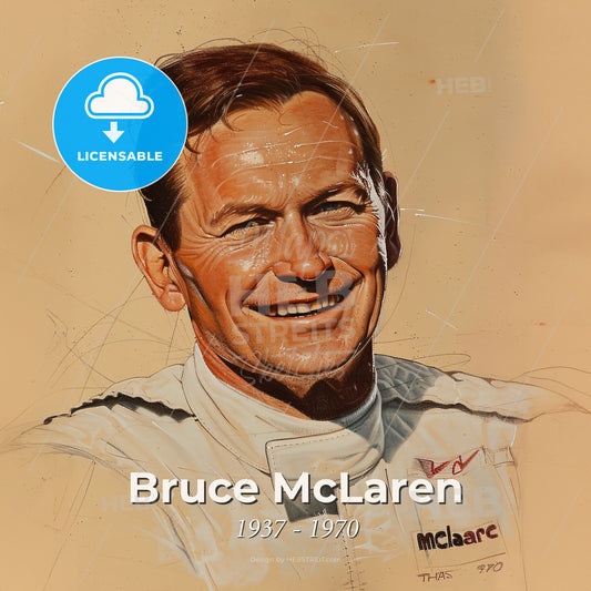 Bruce McLaren, 1937 - 1970, New Zealand racing driver - A Man In A White Shirt Print Template
