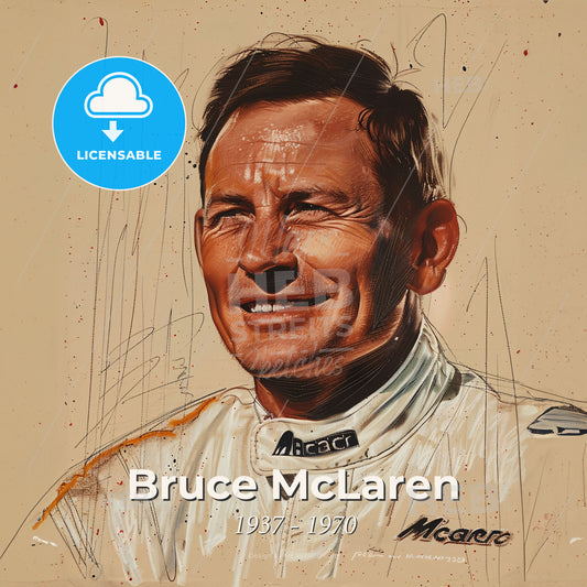 Bruce McLaren, 1937 - 1970, New Zealand racing driver - A Man In A White Shirt Print Template