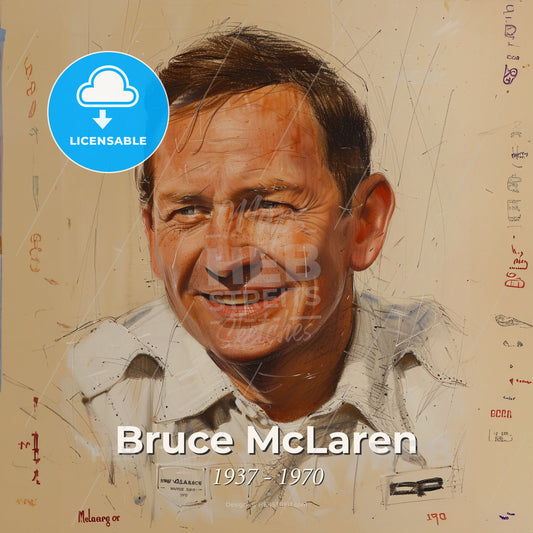 Bruce McLaren, 1937 - 1970, New Zealand racing driver - A Drawing Of A Man Print Template