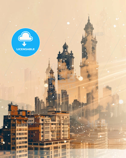 Bucaramanga City Art Skyline Poster - A city with tall towers and buildings