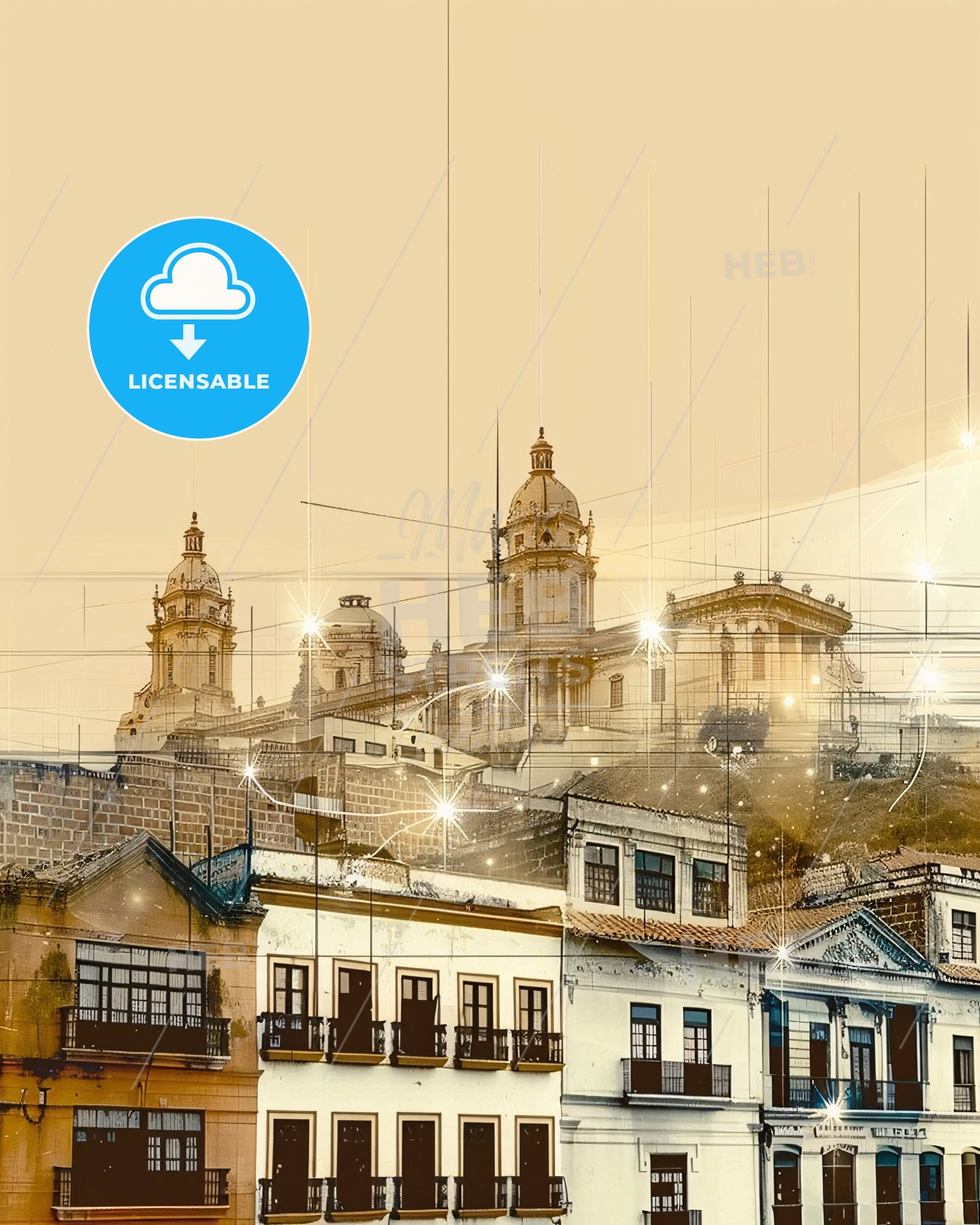 Bucaramanga Cityscape Night Lights Art Print - A city with buildings and a building with a building in the background