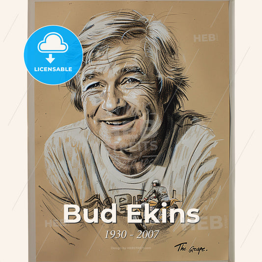 Bud Ekins, 1930 - 2007, American stuntman and actor - A Drawing Of A Man Print Template
