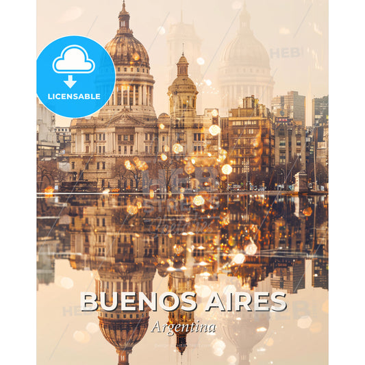 Buenos Aires Blends Cityscape and Charm - A large building with a large dome and a body of water - Square format print template