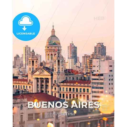 Buenos Aires Skyline Architecture Poster Art - A large building with a dome on top - Square format print template