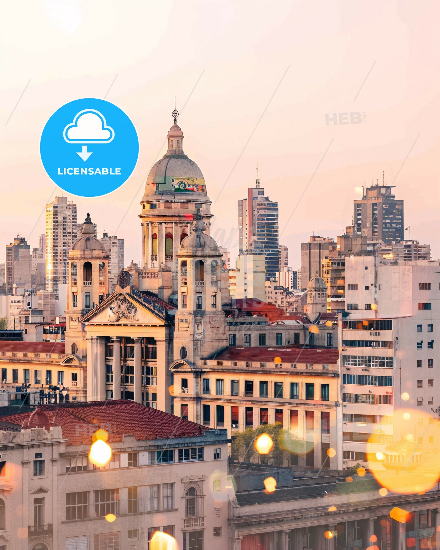 Buenos Aires Skyline Architecture Poster Art - A large building with a dome on top
